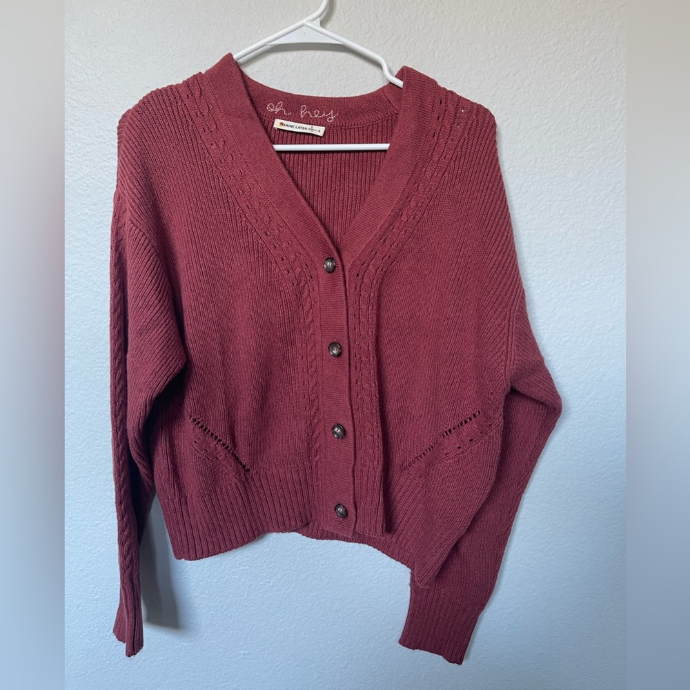 Marine Layer Women's Burgundy Button-Up Cardigan